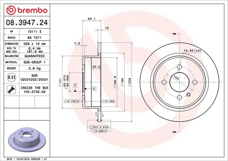 Brake Disc PRIME LINE 08.3947.24 - image 3