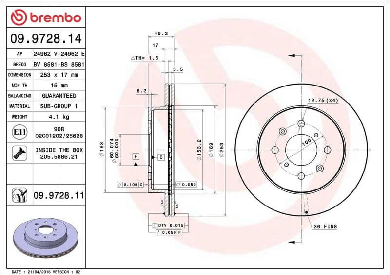 Brake Disc PRIME LINE - UV Coated 09.9728.11 - image 3