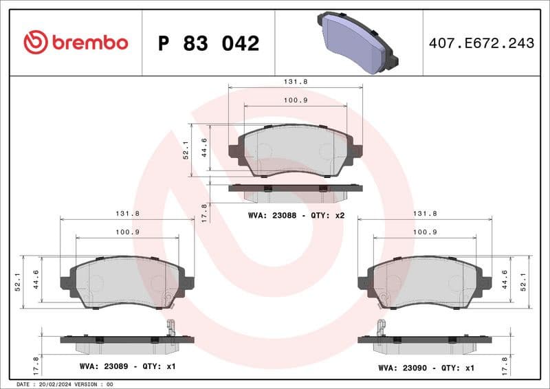 Brake Pad Set, disc brake PRIME LINE P83042 - image 3