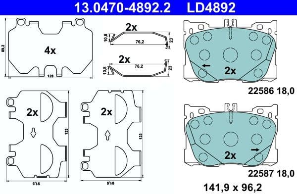 Brake Pad Set, disc brake ATE Ceramic 13.0470-4892.2 - image 2