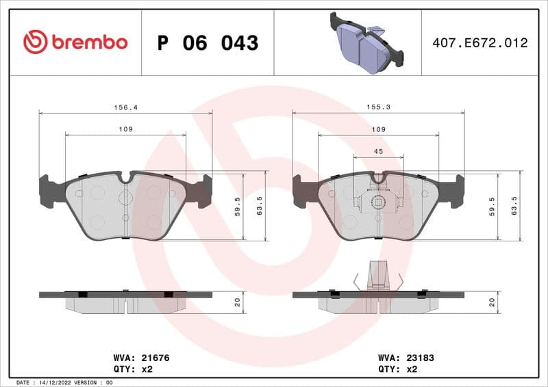 Brake pads front, Top Quality P06043 - image 3