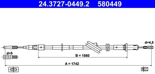 Cable Pull, parking brake 24.3727-0449.2 - image 3