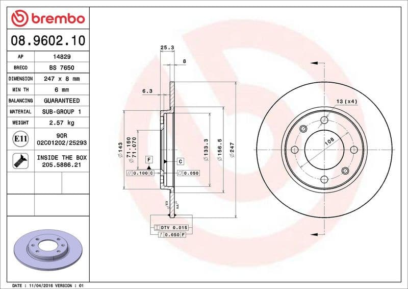 Brake Disc PRIME LINE 08.9602.10 - image 3