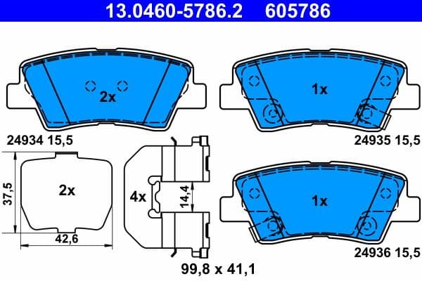 Brake Pad Set, disc brake 13.0460-5786.2 - image 2