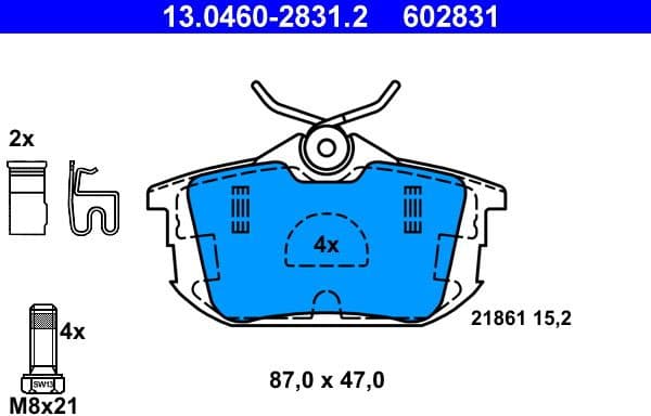 Brake Pad Set, disc brake 13.0460-2831.2 - image 2