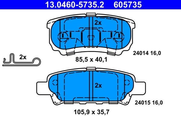 Brake Pad Set, disc brake 13.0460-5735.2 - image 2
