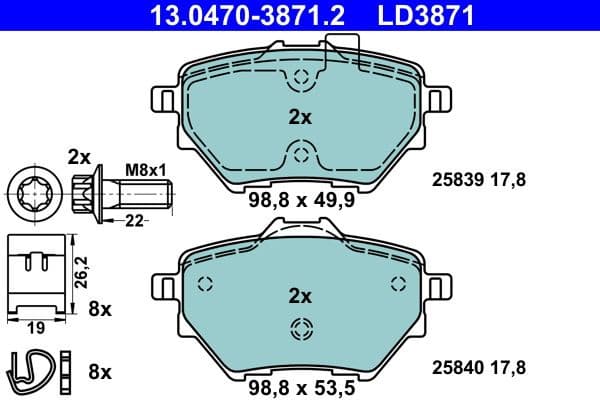 Brake Pad Set, disc brake ATE Ceramic 13.0470-3871.2 - image 2