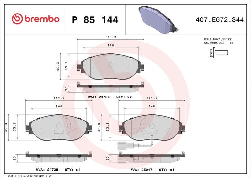 Brake Pad Set, disc brake XTRA LINE P85144X - image 3