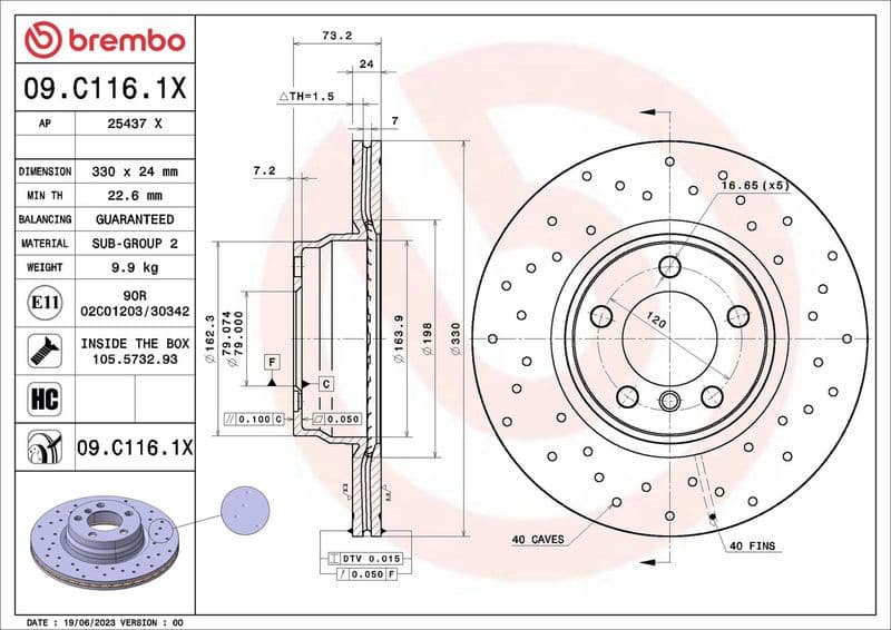 Brake Disc XTRA LINE - Xtra 09.C116.1X - image 2
