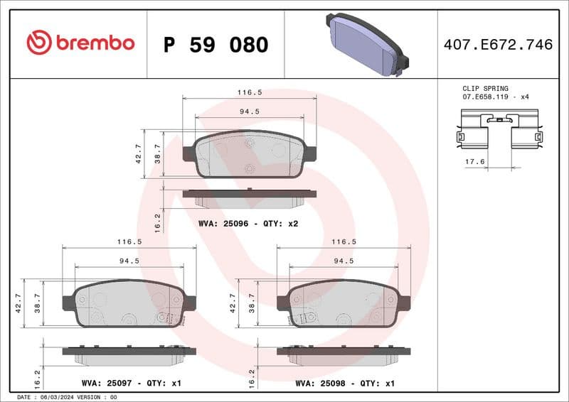 Brake pads rear, Top Quality P59080 - image 3
