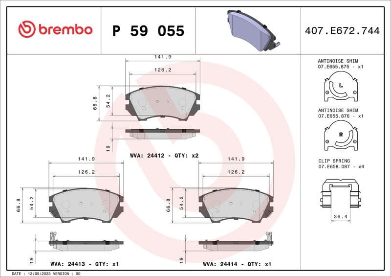 Brake pads front, Top Quality P59055 - image 3