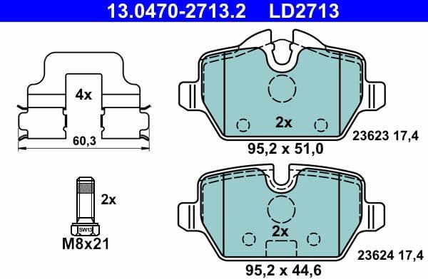 Brake Pad Set, disc brake ATE Ceramic 13.0470-2713.2 - image 2