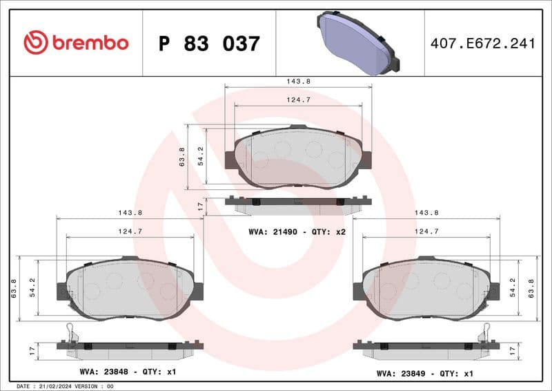 Brake pads front, Top Quality P83037 - image 3