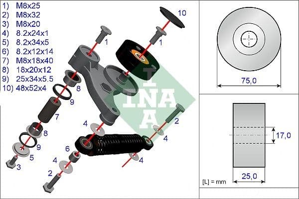 Repair Kit, V-ribbed belt tensioner 533011810 - image 2
