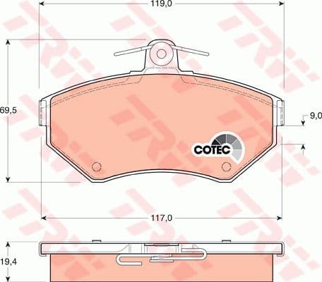 Brake Pad Set, disc brake COTEC GDB1266