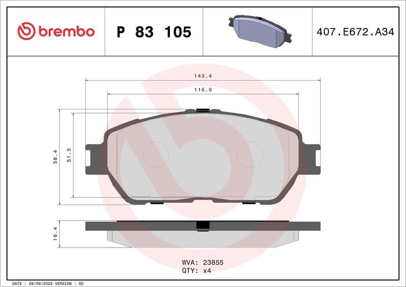 Brake Pad Set, disc brake PRIME LINE P83105 - image 3