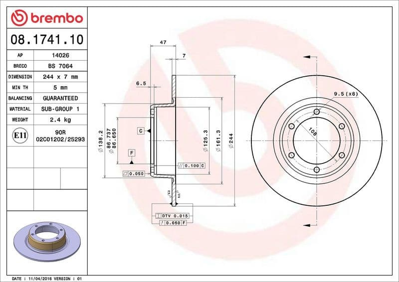 Brake Disc PRIME LINE 08.1741.10 - image 3