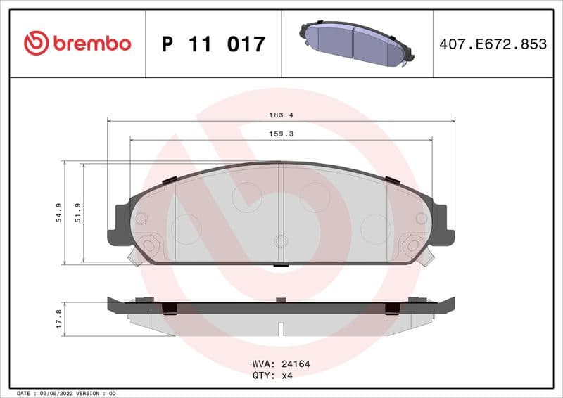 Brake Pad Set, disc brake PRIME LINE P11017 - image 3