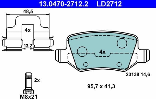 Brake Pad Set, disc brake ATE Ceramic 13.0470-2712.2 - image 2