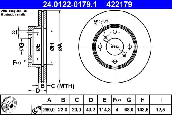 Brake Disc 24.0122-0179.1 - image 2