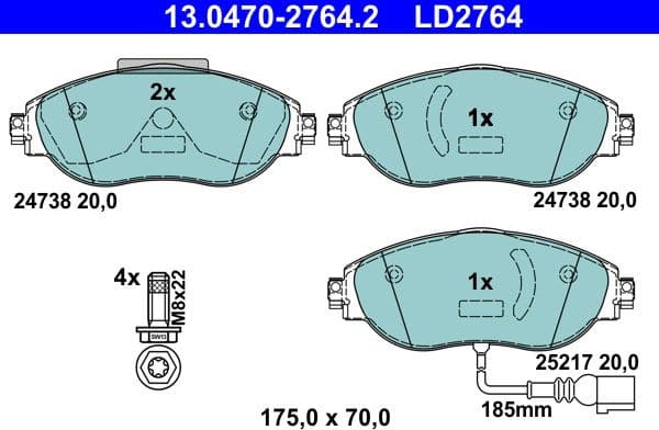 Brake Pad Set, disc brake ATE Ceramic 13.0470-2764.2 - image 2