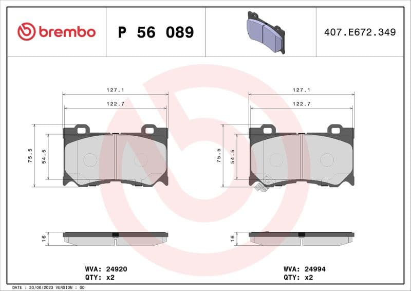 Brake Pad Set, disc brake PRIME LINE P56089 - image 3