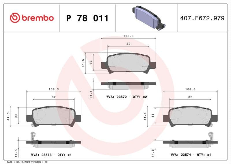 Brake pads rear, Top Quality P78011 - image 3
