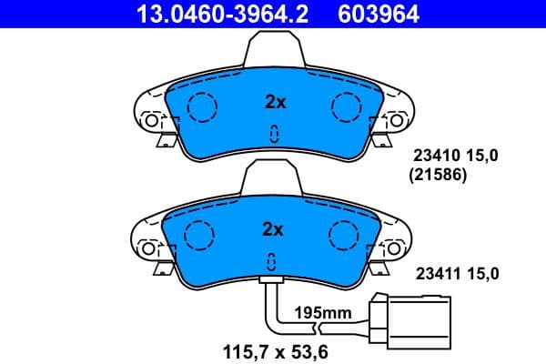 Brake Pad Set, disc brake 13.0460-3964.2 - image 2