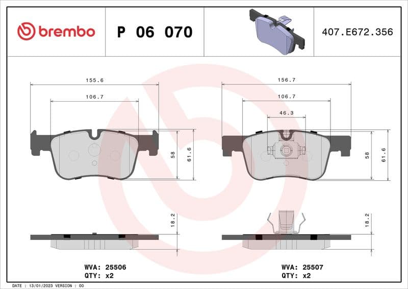 Brake pads front, Top Quality P06070
