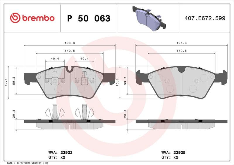 Brake pads front, Top Quality P50063 - image 3