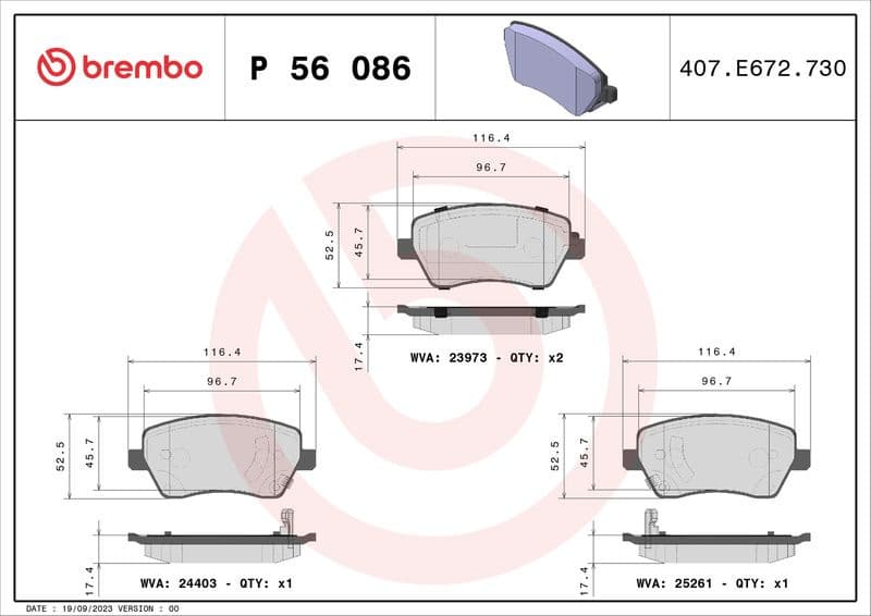 Brake Pad Set, disc brake PRIME LINE P56086 - image 3
