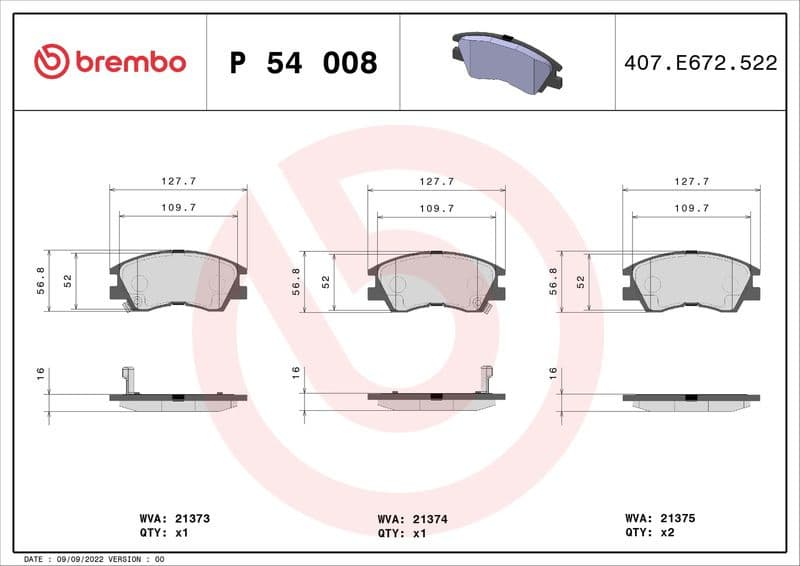 Brake Pad Set, disc brake PRIME LINE P54008 - image 3
