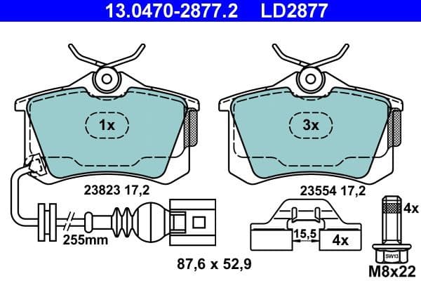 Brake Pad Set, disc brake ATE Ceramic 13.0470-2877.2 - image 3