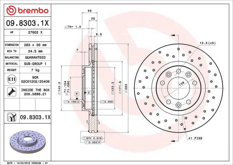 Brake Disc XTRA LINE - Xtra 09.8303.1X - image 3
