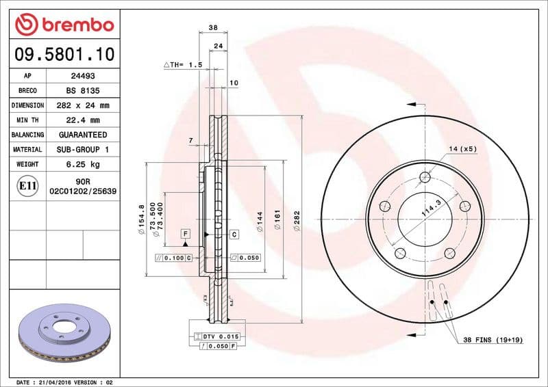 Brake Disc PRIME LINE 09.5801.10 - image 3