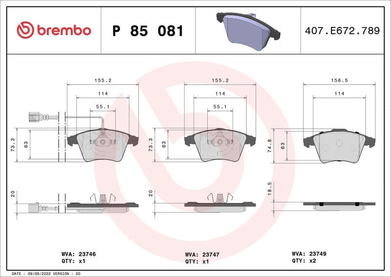 Brake pads front, Top Quality P85081 - image 3
