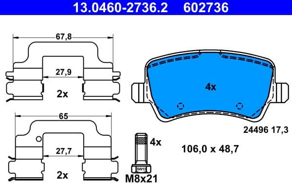 Brake Pad Set, disc brake 13.0460-2736.2 - image 2
