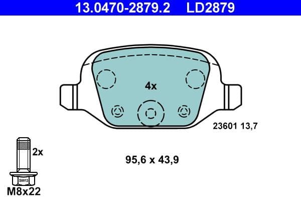 Brake Pad Set, disc brake ATE Ceramic 13.0470-2879.2 - image 2