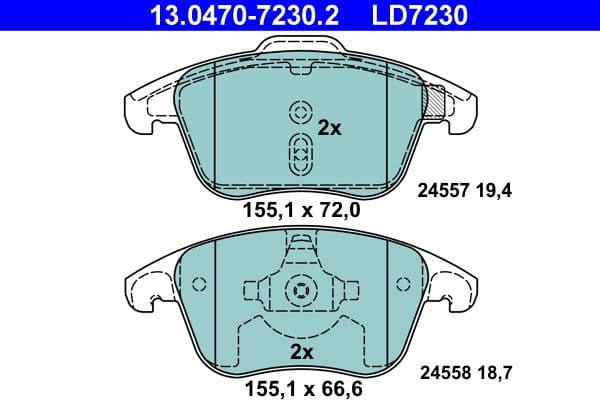 Brake Pad Set, disc brake ATE Ceramic 13.0470-7230.2 - image 2