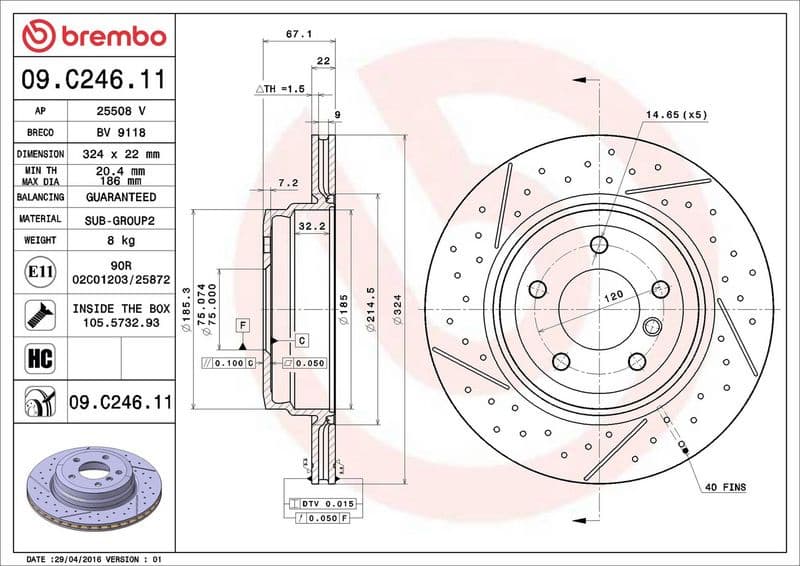 Brake Disc PRIME LINE - UV Coated 09.C246.11 - image 2