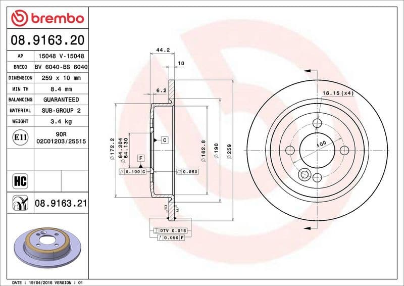 Brake Disc PRIME LINE - UV Coated 08.9163.21 - image 3