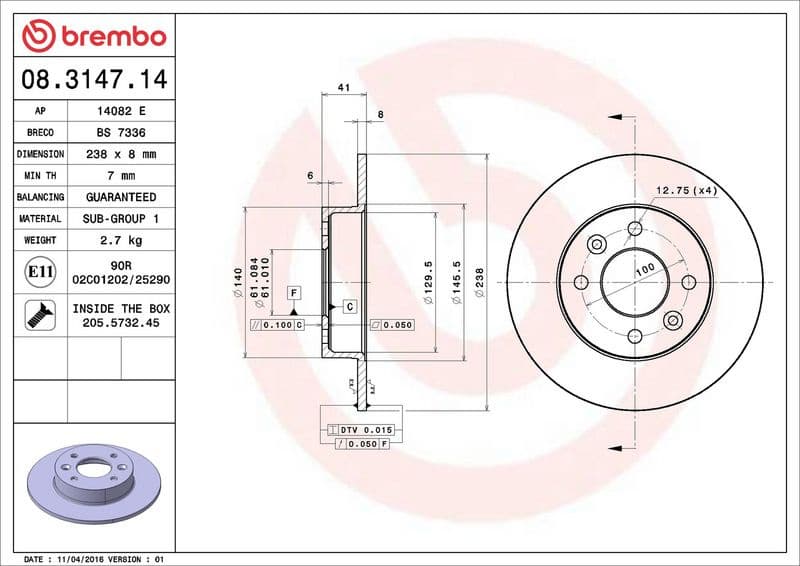 Brake Disc PRIME LINE 08.3147.14 - image 3
