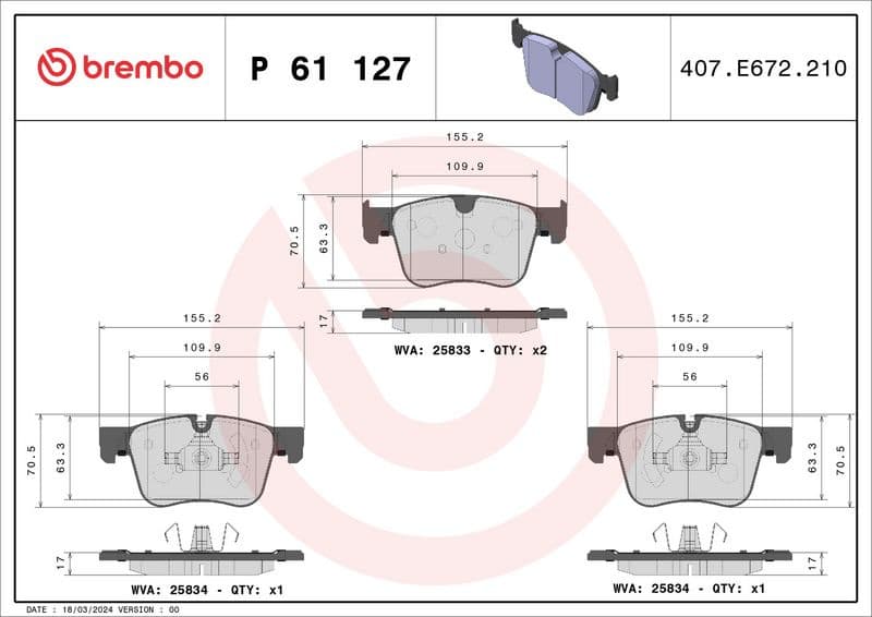 Brake Pad Set, disc brake XTRA LINE P 61 127X - image 2
