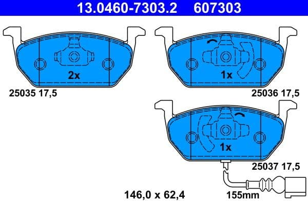 Brake Pad Set, disc brake 13.0460-7303.2 - image 2