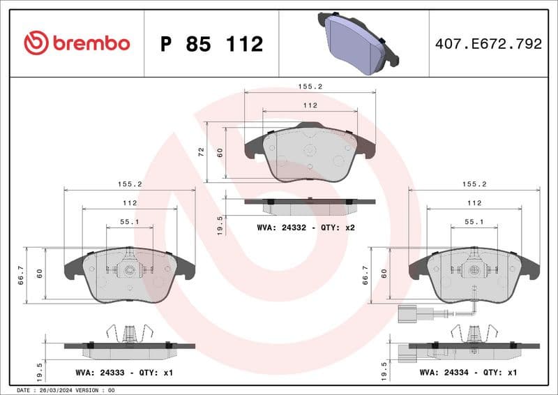 Brake Pad Set, disc brake PRIME LINE P85112 - image 3