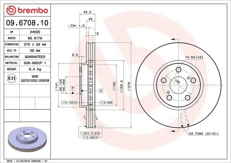 Brake Disc PRIME LINE 09.6708.10 - image 3