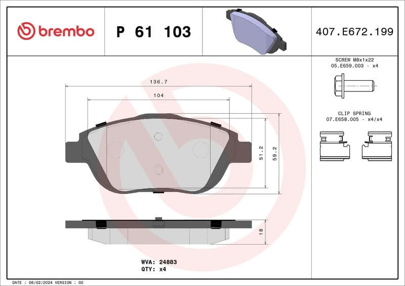 Brake pads front, Top Quality P61103 - image 3