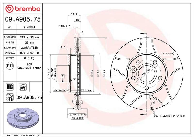 Brake Disc XTRA LINE - Max 09.A905.75 - image 2