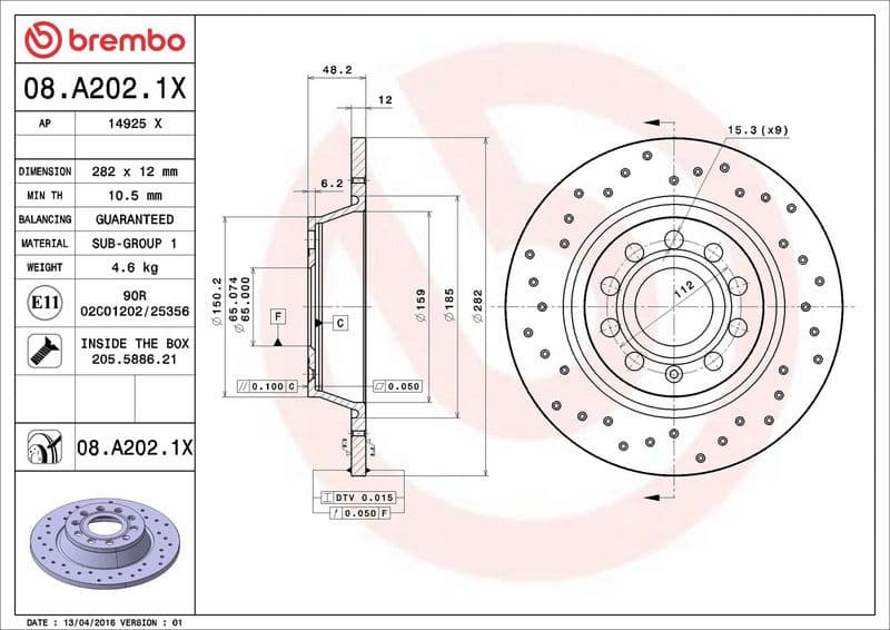 Brake Disc XTRA LINE - Xtra 08.A202.1X - image 3