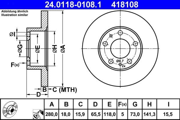 Brake Disc 24.0118-0108.1 - image 2